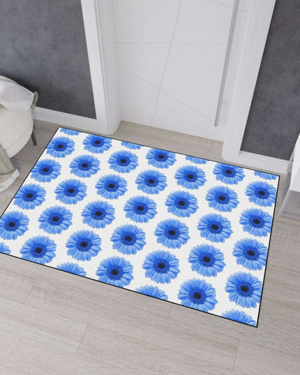 Elegant Blue Daisy Anti-Skid Luxe Area Rug