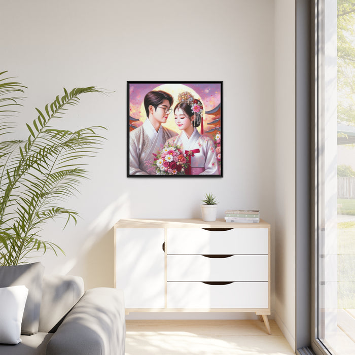 Elegant Love Duo Matte Canvas Artwork Set with Chic Black Frame