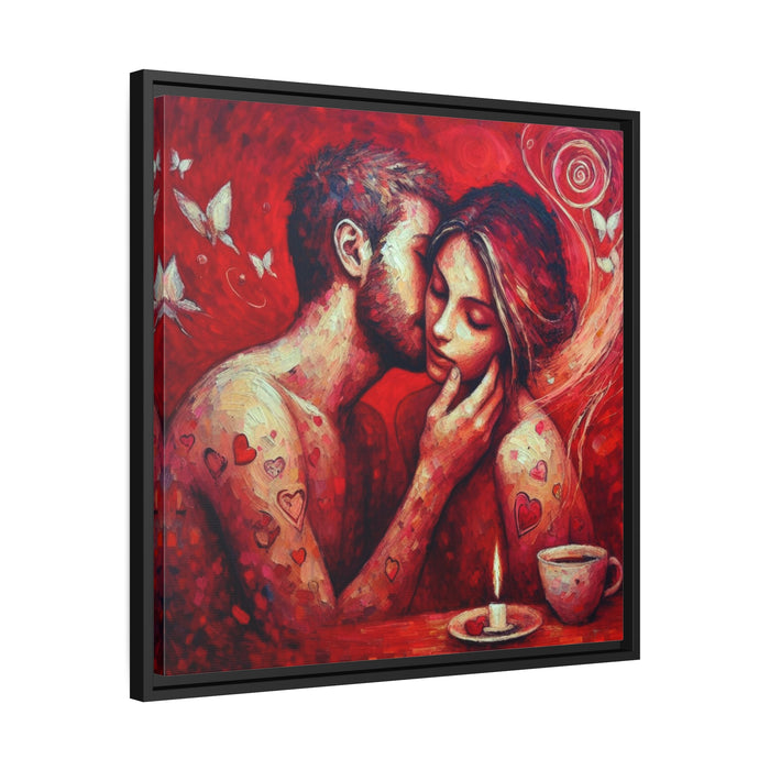 Elegant Love - Premium Matte Canvas Print in Black Pinewood Frame