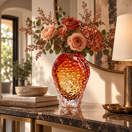Amber Glass Vase — Handmade Minimalist Polished Finish