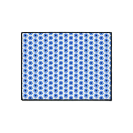 Chic Blue Daisy Deluxe Area Rug with Elegant Black Accents and Anti-Slip Base