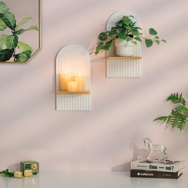 Wood Candlestick Shelf Wall Decor For Living Room Aromatherapy Candle Holder