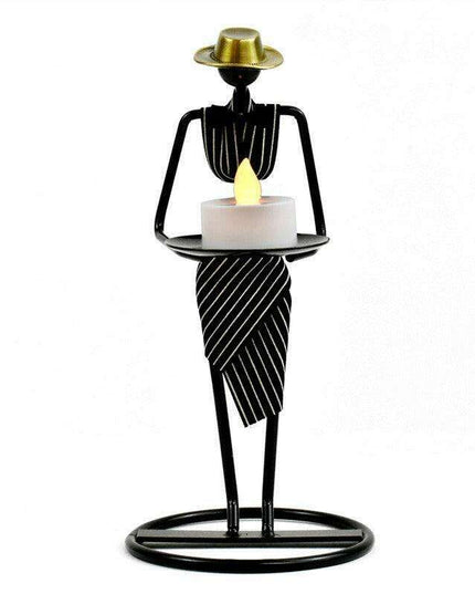 Artistic Vintage Iron Tealight Holders Featuring Elegant Women Figures