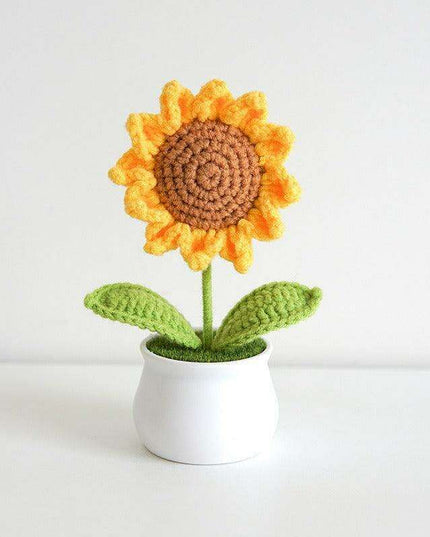 Handcrafted Korean Wool Sunflower Arrangement for Chic Home Elegance