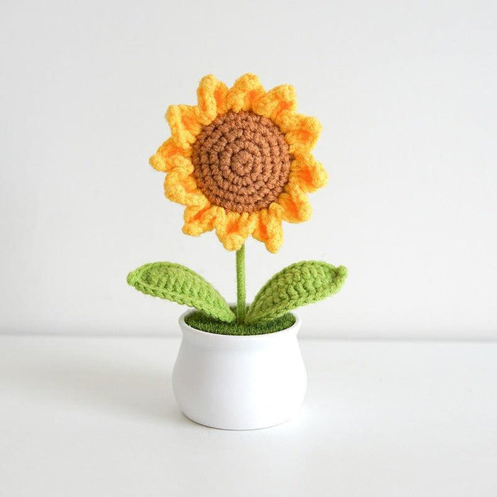 Handcrafted Korean Wool Sunflower Arrangement for Chic Home Elegance