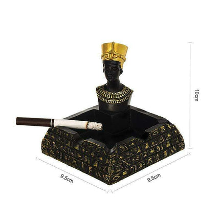Resin Ashtray with Anubis, Cat, and Pharaoh Motifs - Ancient Egyptian Design