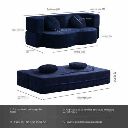 Foldable Sofa Bed - Vacuum-Compressed, Retro Fabric, Spac