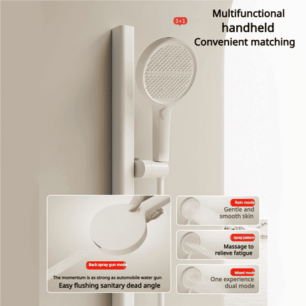 AliKopy Vintage White Shower Set, Adjustable Riser Rail, Dual Function