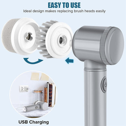 10Pcs Rechargeable Electric Cordless Cleaning Brush Spin Scrubber Turb