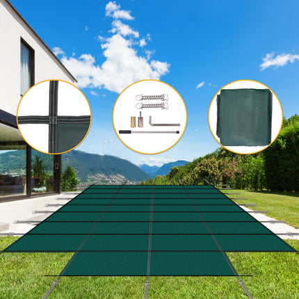 Room & Decor Pool Safety Cover, 20x40ft, Triple Stitched Mesh, Green
