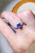 Blue Moissanite Heart Ring with Zircon Accents in Sterling Silver