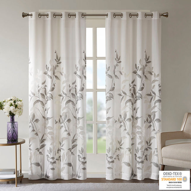 Peekaboo Studio Burnout Printed Curtain Panel - Sheer Fabric, Elegant