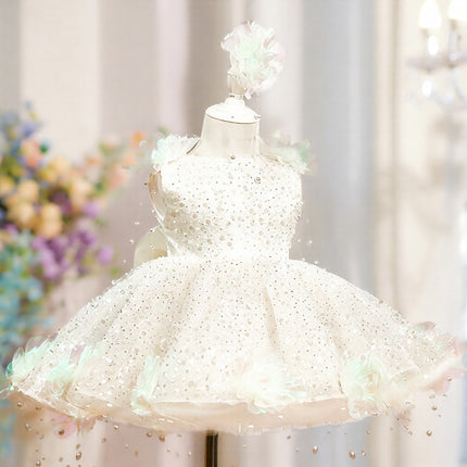 Peekaboo Studio Sequin Pearl Flower Girl Dress with Elegant Gown Desig