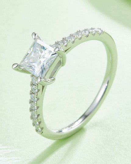 Luxurious Sterling Silver Ring with Lab Grown Diamond and Sparkling Moissanite Accents