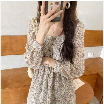 Fashionable Square Neck Floral Dress For Women