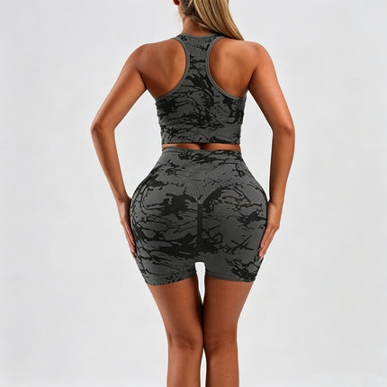 Peekaboo Studio Women's Tie-Dye Seamless Workout Set, Shorts & Bra