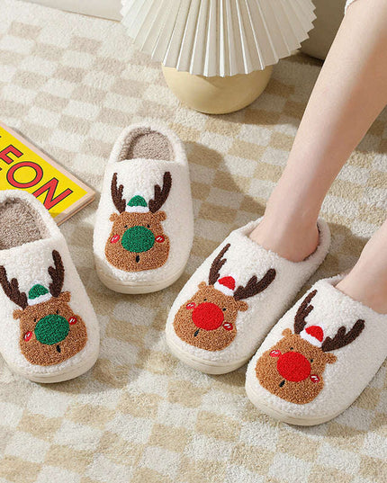 Christmas Shoes Winter Home Slippers Elk Soft Cozy Bedroom Slipper Slip On House Shoes
