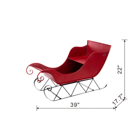 Room and Decor Large Distressed Iron Santa Sleigh Holiday Decoration