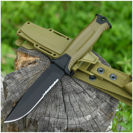 Survival Infantry Straight Knife — Outdoor Tactical Knife with Sheath and Magnesium Rod