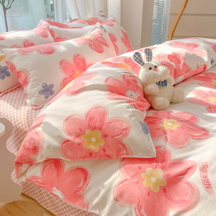 Peekaboo Studio Four-Piece Sanding Skin Bed Sheet Set with Quilt Cover