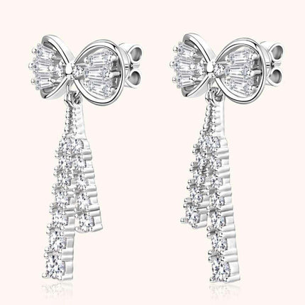 Sophisticated 1.12 Carat Lab-Grown Diamond Bow Earrings with Sterling Silver and Platinum or 18K Gold Finishes