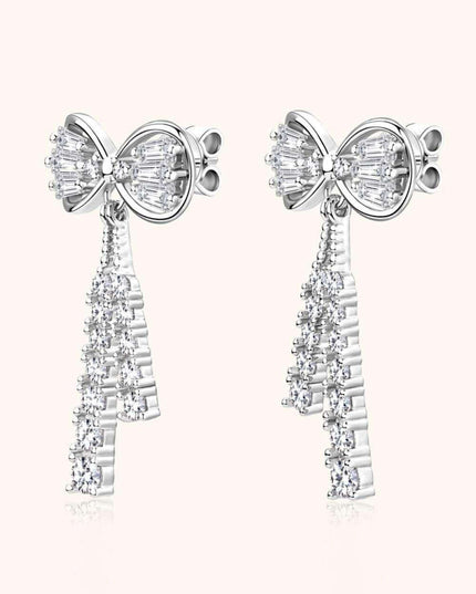 Sophisticated 1.12 Carat Lab-Grown Diamond Bow Earrings with Sterling Silver and Platinum or 18K Gold Finishes