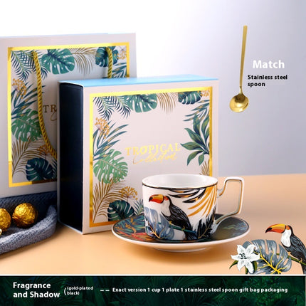 Jungle Ceramic European Light Luxury Hand Painted Cup And Saucer Suit