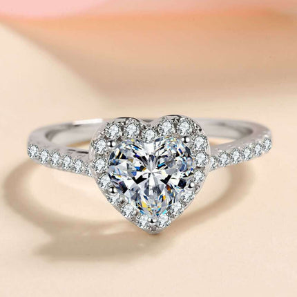 Heartfelt Elegance: Lab-Diamond Heart Ring with Zircon Highlights