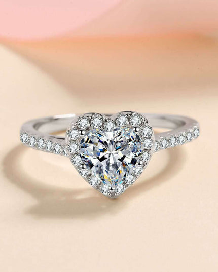 Heartfelt Elegance: Lab-Diamond Heart Ring with Zircon Highlights