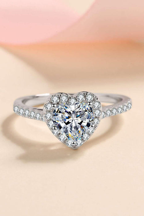 Enchanting Heart-Shaped Moissanite Silver Ring - Exquisite Symbol of Love