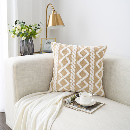 Shearing Groove Artificial Plush Cushion Cover