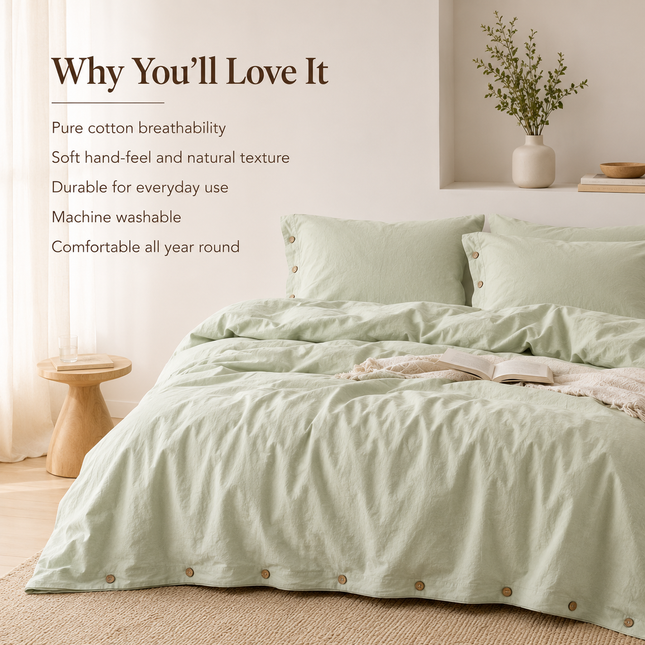 YH Decor 3-Piece 100% Cotton King Size Duvet Cover Set, Solid Twist De