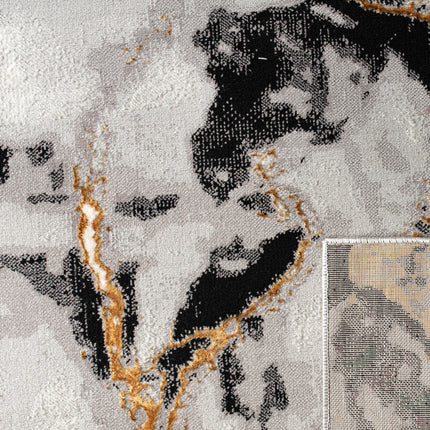 Tali Luxury Grey & Black Abstract Area Rug - Soft Polyester, Durable D