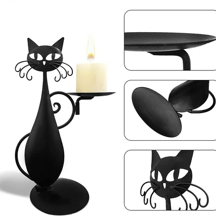 Black Cat Iron Candlestick Candle Holder Pendant Home Decor