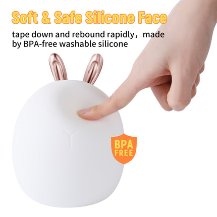 Silicone Touch Night Light For Baby Room Rabbit Shaped Ambient Lamp Clap Control