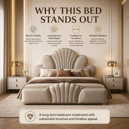Modern Bed Frame with Optional Bedside Cabinets — 150 / 180 / 200cm Widths