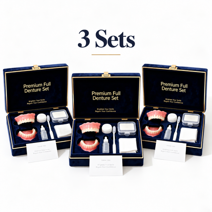 Comfort Fit Silicone Denture Kit — Full Set Upper & Lower Teeth, Realistic Smile Veneers