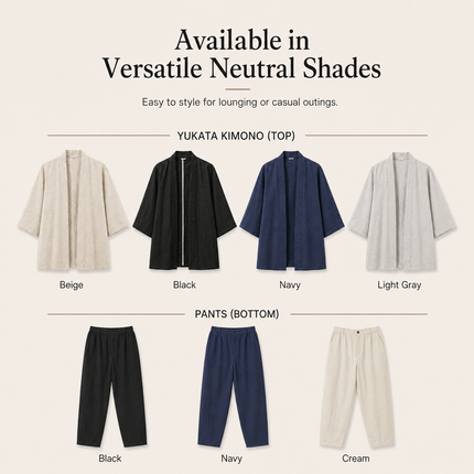 Elegant Cotton Linen Men's Yukata Kimono Robe - Chic Asian-Inspired Lounging Attire - Très Elite