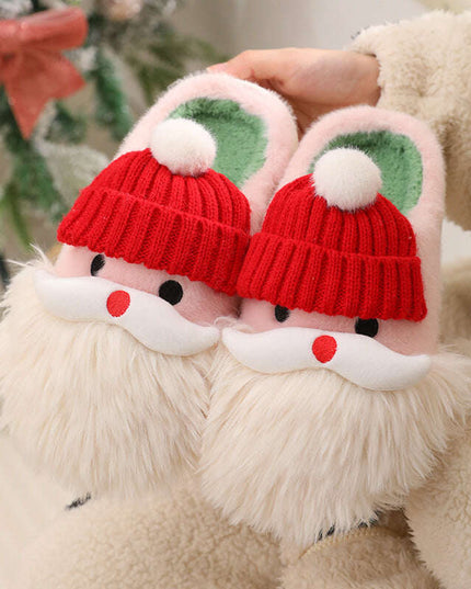 Cute Christmas Santa Claus Home Slippers Winter Warm Indoor Non-slip Floor Plush Shoes For Women
