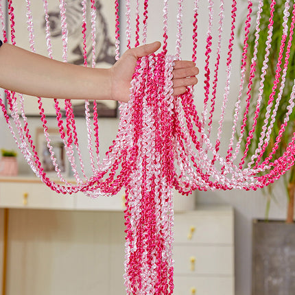 Peekaboo Studio Silver Silk Tassel Door Curtain - Punch-Free, Elegant
