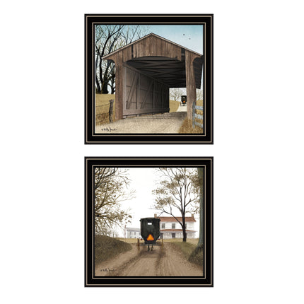Billy Jacobs 2-Piece Vignette Black Framed Wall Art Set for Home Decor