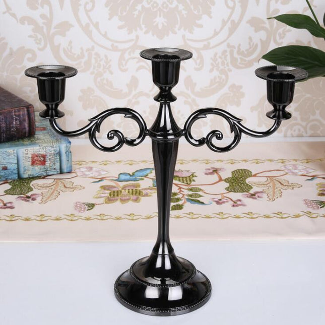 European Style Three Head Candlestick Ornament – Die-Cast Metal Home Decoration