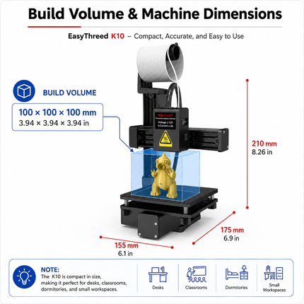 EasyThreed Entry Level 3D Printer - PLA/TPU Compatible, Power Adapter