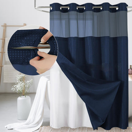 Waffle-Pattern Double-Layer Shower Curtain | 19 Colors