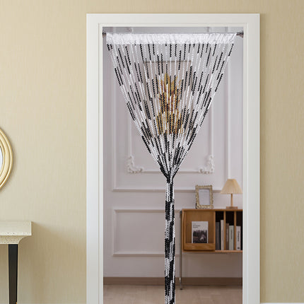 Peekaboo Studio Silver Silk Tassel Door Curtain - Punch-Free, Elegant