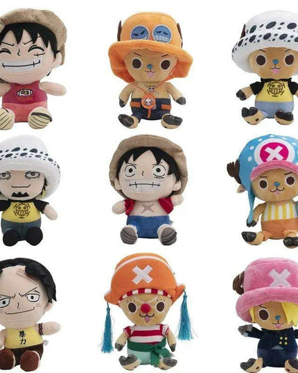 Charming Anime Plush Doll Set - Luffy, Chopper, Ace & Law - 25CM Collectible Figures for Kids and Loved Ones