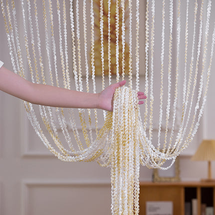 Peekaboo Studio Silver Silk Tassel Door Curtain - Punch-Free, Elegant
