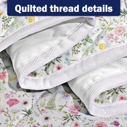 Peekaboo Studio Red Floral Microfiber Quilt Set, Lightweight & All-Sea