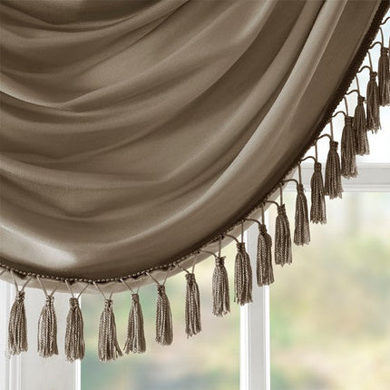 Room and Decor Faux Silk Waterfall Valance, Embellished, 38x46" Bronze