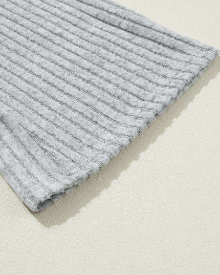 Cozy Light Grey V-Neck Ribbed Knit Lounge Set for Stylish Relaxation